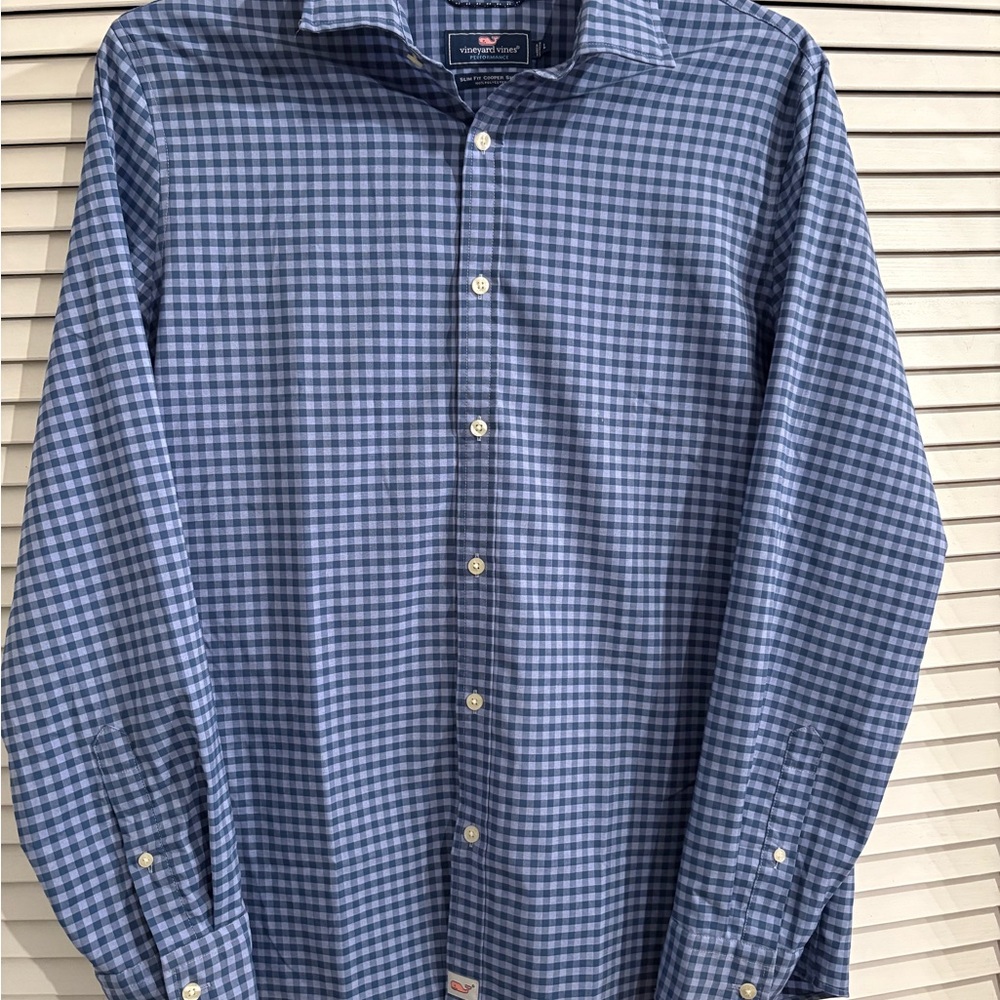 NWOT Vineyard Vines Navy Checkered Button Down Shirt
